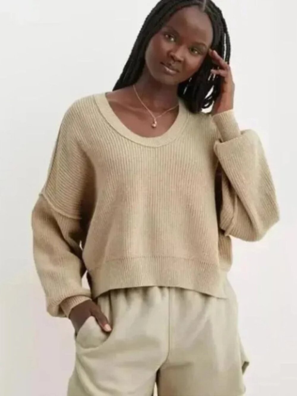Aerie Beyond Cropped Sweater Size M